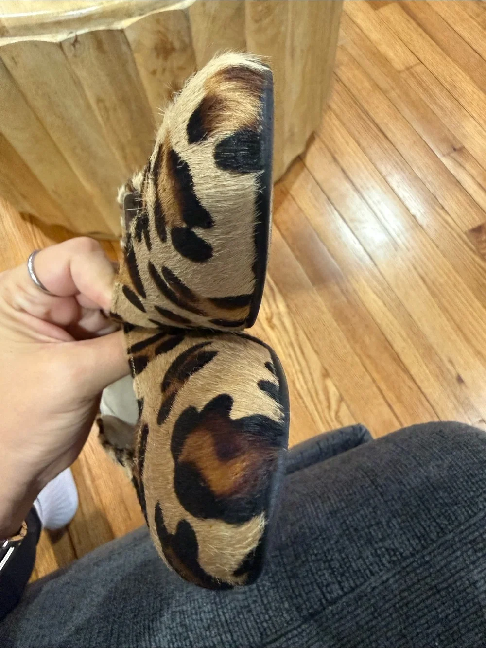 Leopard Print Pointed Ballet Flats - Tan & Black